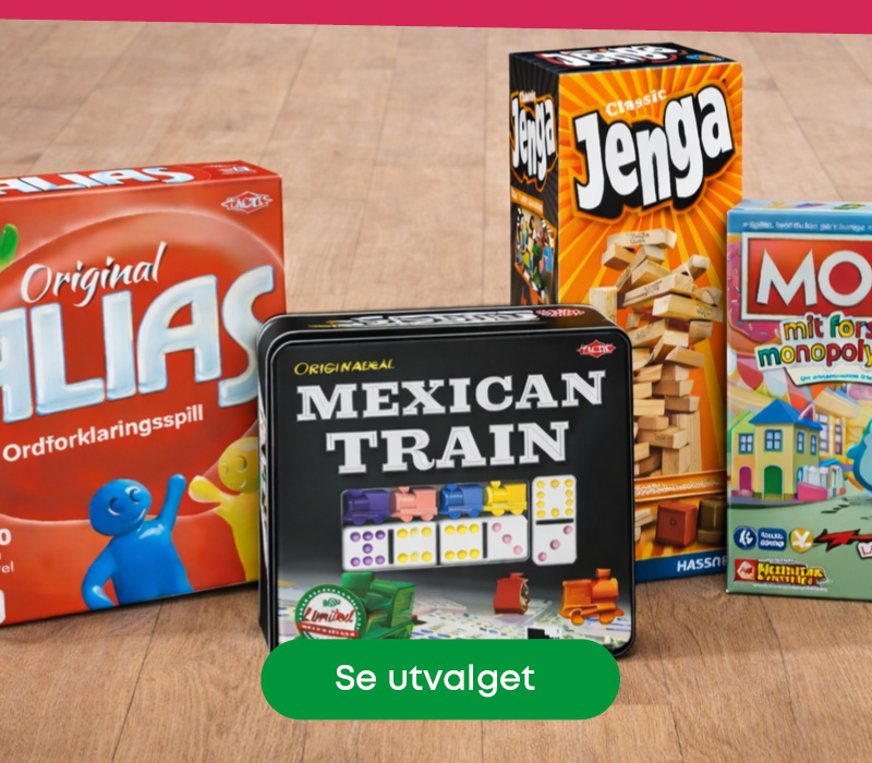Stort utvalg brettspill for barn, familie og voksne – perfekte for spillkvelder.