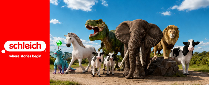 Realistiske Schleich dyrefigurer til kreativ lek og samling.