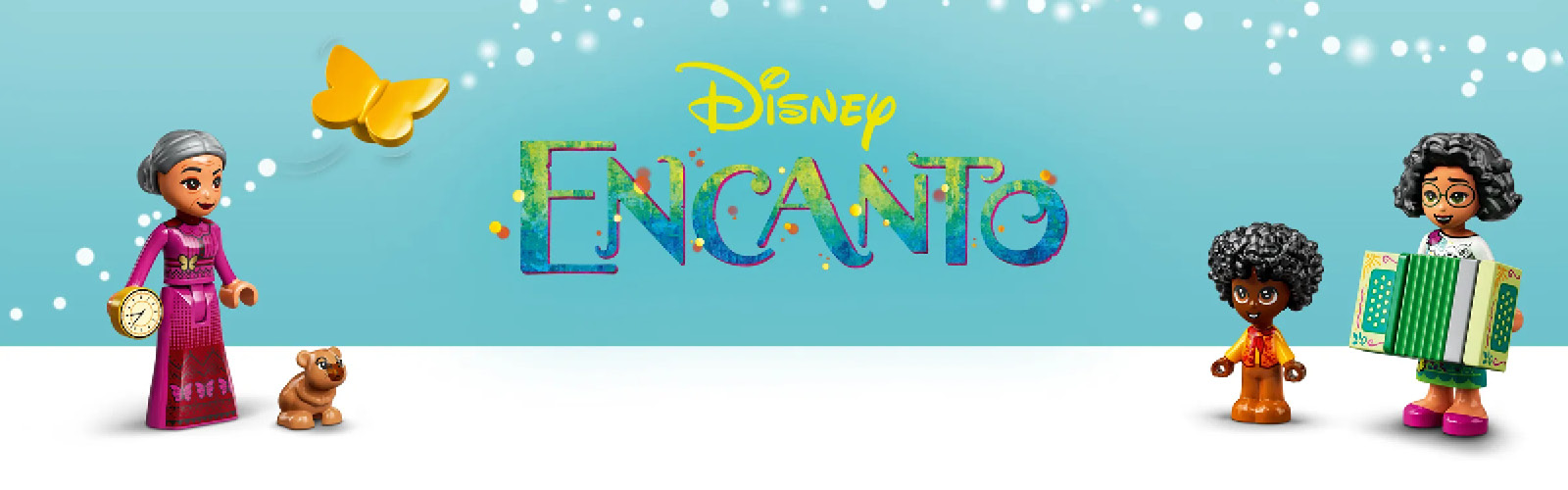 Utforsk den fargerike familien Madrigal med LEGO Disney Encanto. Bygg Casa Madrigal og gjenskap magiske øyeblikk fra filmen.