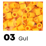 Hama perler i fargen gul (nr. 03). Finn midi perler i flere størrelser – perfekt til kreative perleprosjekter hos Extra Leker.