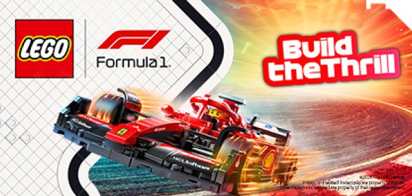 LEGO Formula 1 sett med detaljerte F1-biler og racinginspirerte bygg for motorsportfans.