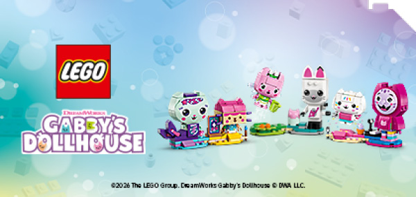 LEGO Gabby’s Dollhouse sett med fargerike rom, figurer og lek fra den populære TV-serien.