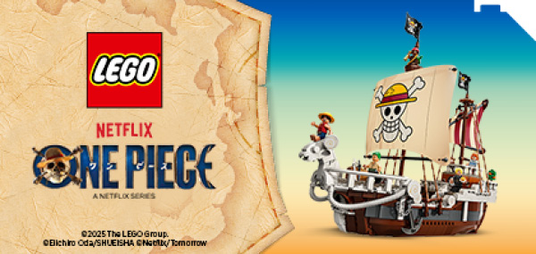 LEGO One Piece sett inspirert av anime-serien, med pirater, skip og eventyrlige bygg.
