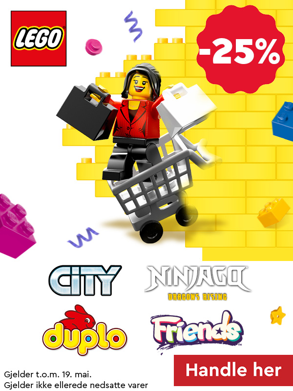 Hos Extra Leker får du -25 rabatt på alt fra LEGO City, Ninjago, DUPLO og Friends