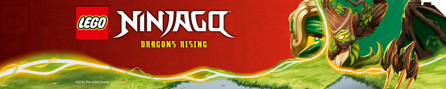 LEGO Ninjago sett med ninjaer, drager, kjøretøy og kamp mot ondskap.