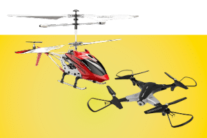 Radiostyrte droner og helikopter for større barn